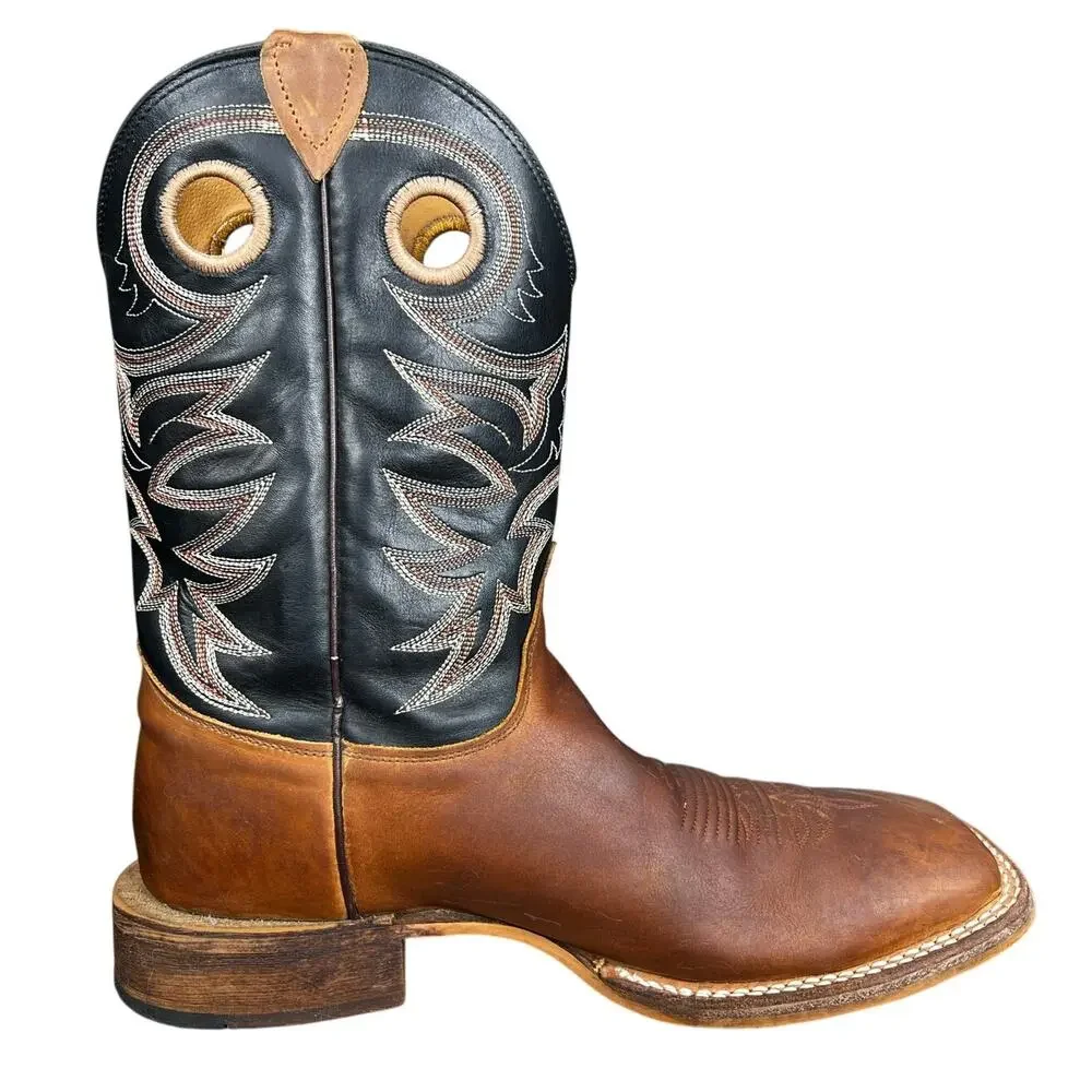 Justin Men’s Bent Rail Caddo Brown Leather Western Cowboy Boots Size US 11.5 D